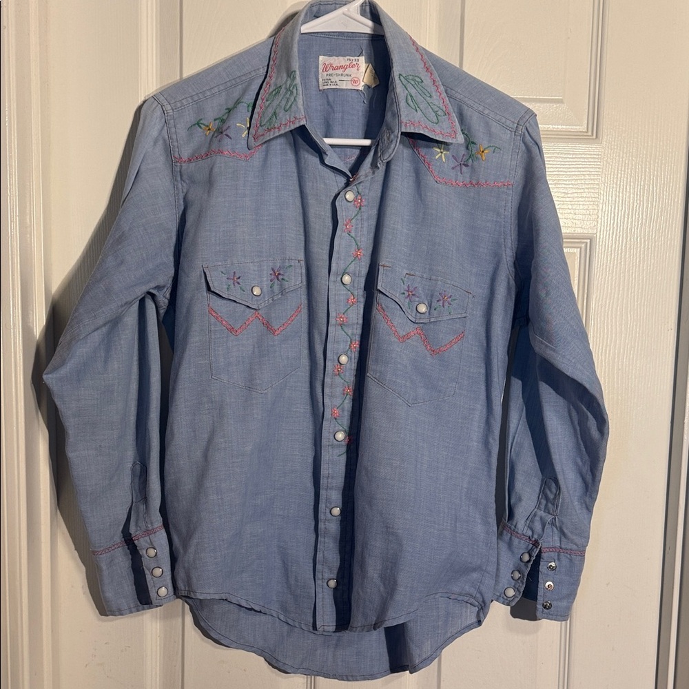 Wrangler Light Blue Embroidered Shirt